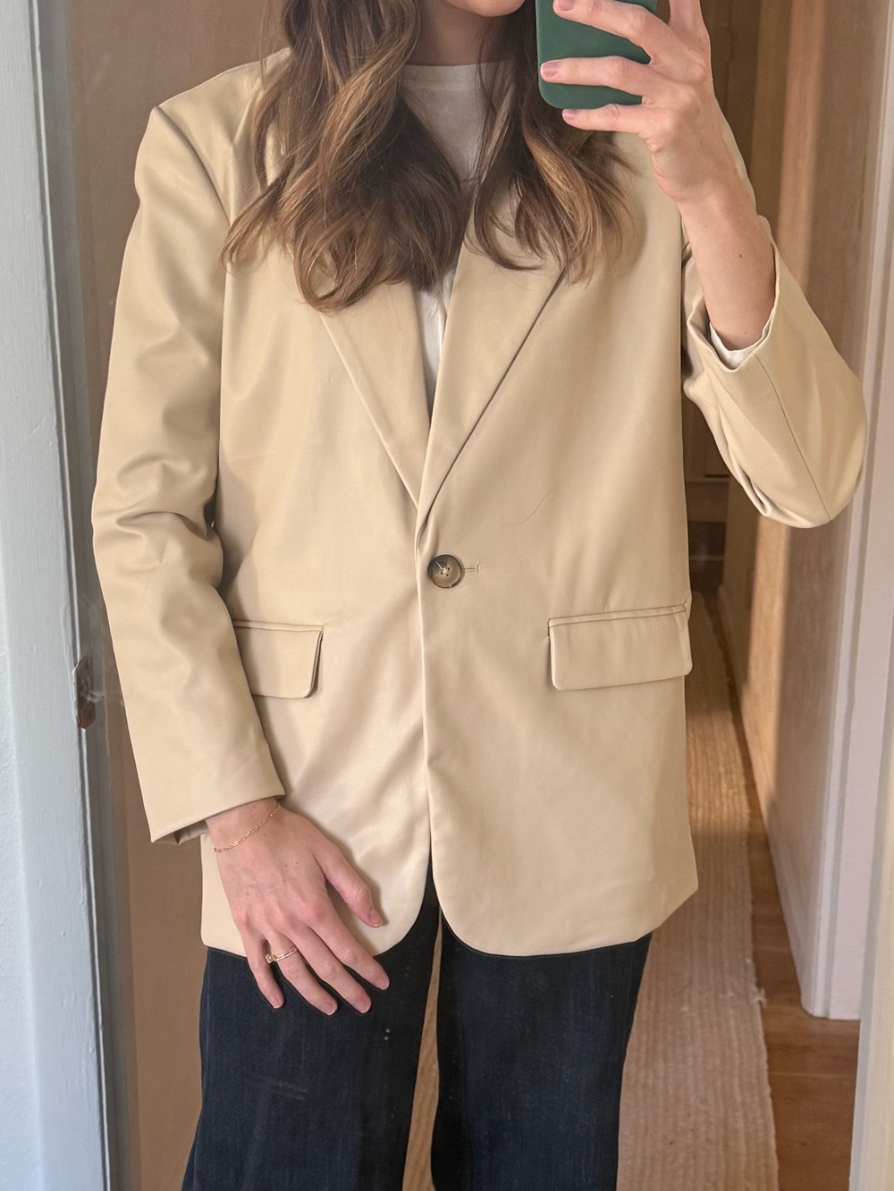 Faux Leather Blazer for Women - Versatile Tailored Jacket